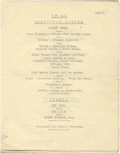 Paiforce Xmas menu, 1942