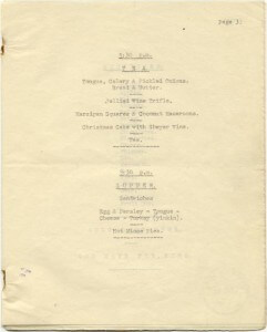 Paiforce Xmas menu, tea and supper, 1942