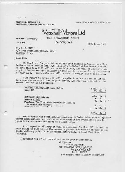 Vauxhall Motors Ltd. receipt