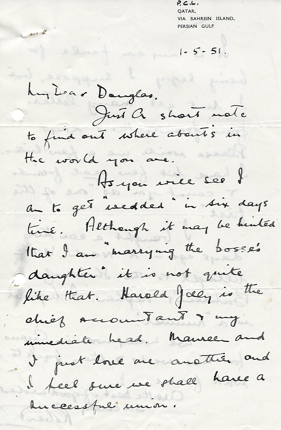 1 May 1951 - REH letter to E D Kassell