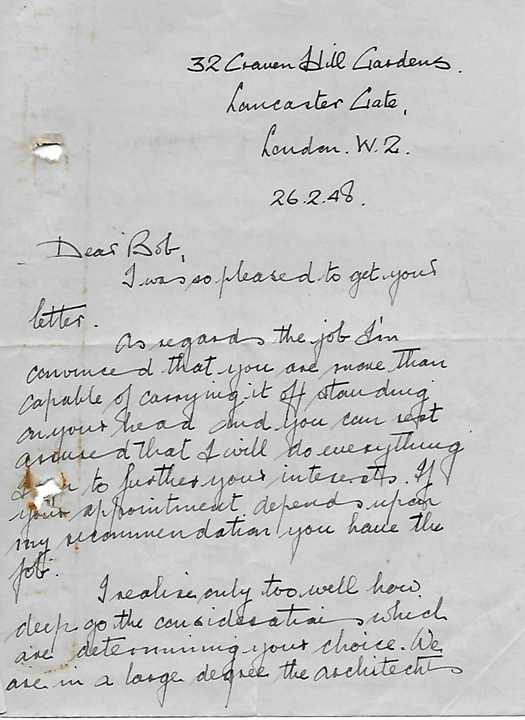 26 Feb 1948 - E D Kassell letter