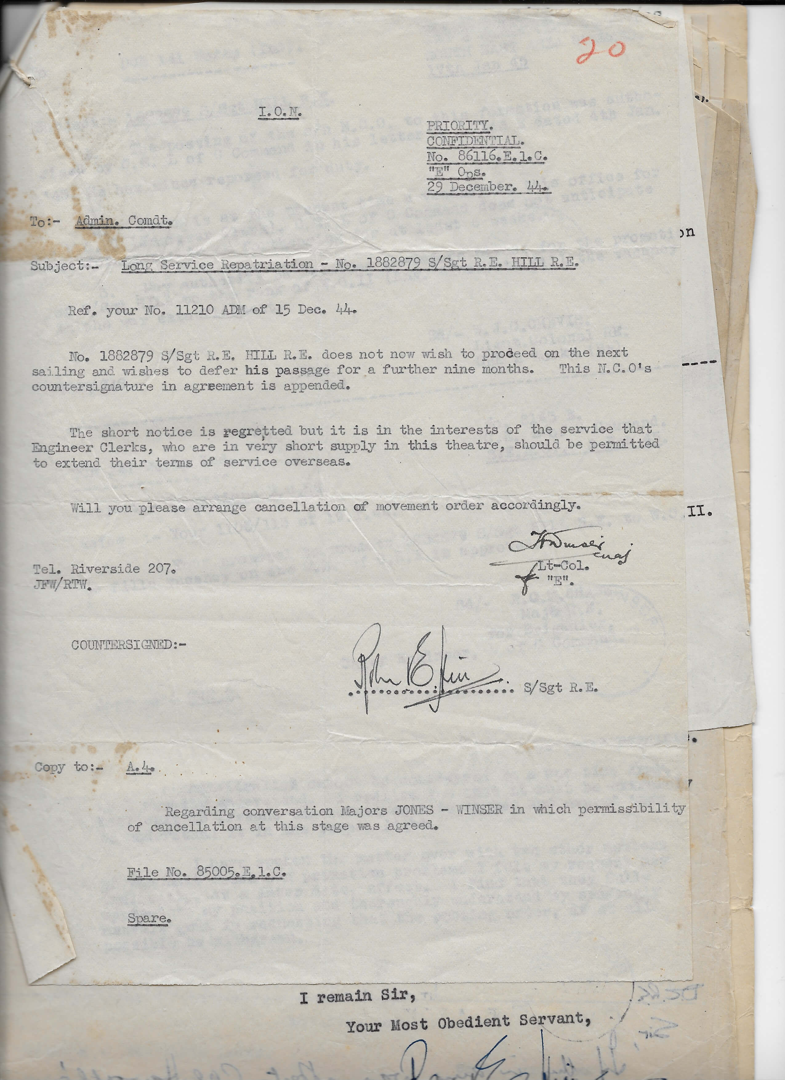 29 Dec 1944 - repatriation refusal