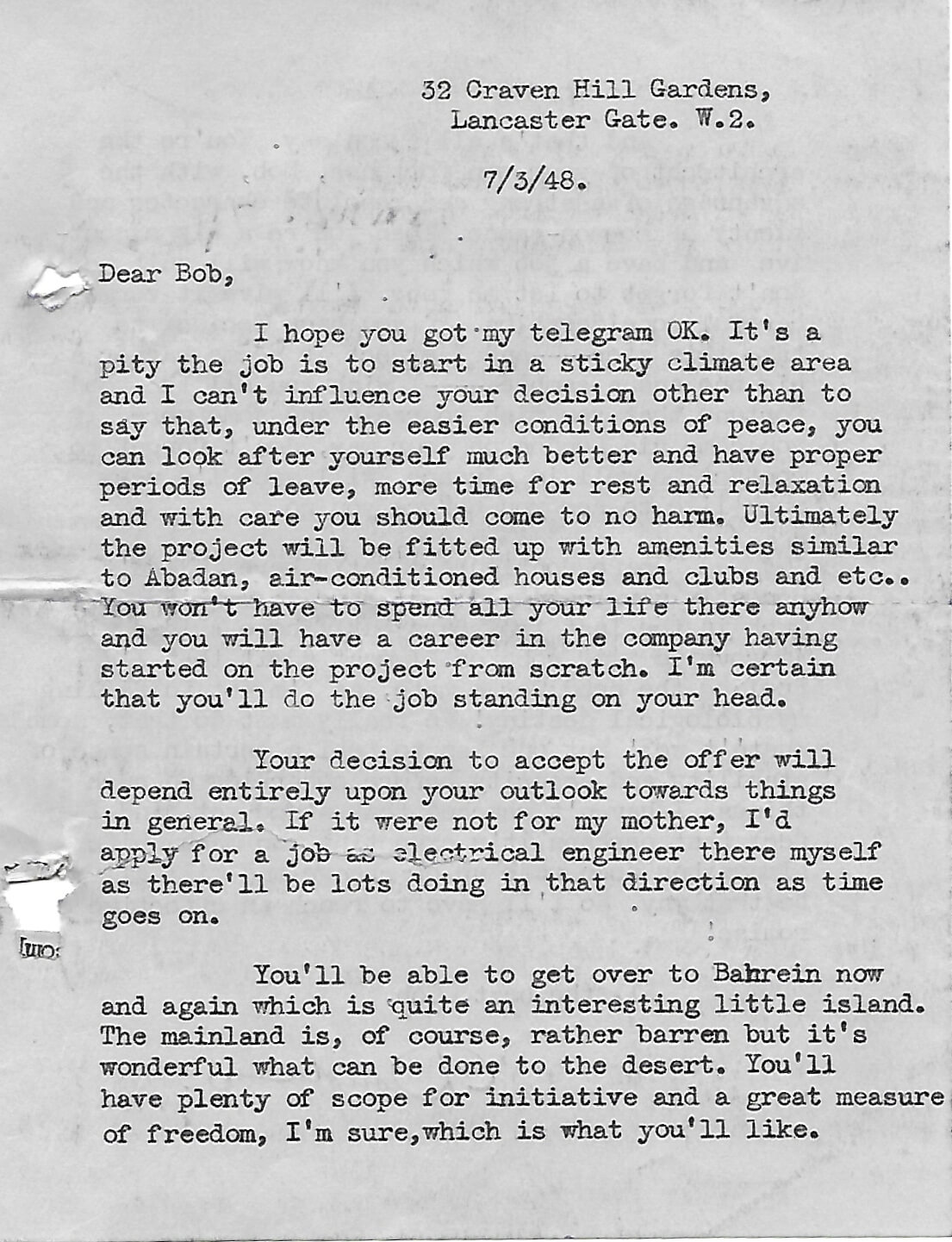 7 Mar 1948 - E D Kassell letter